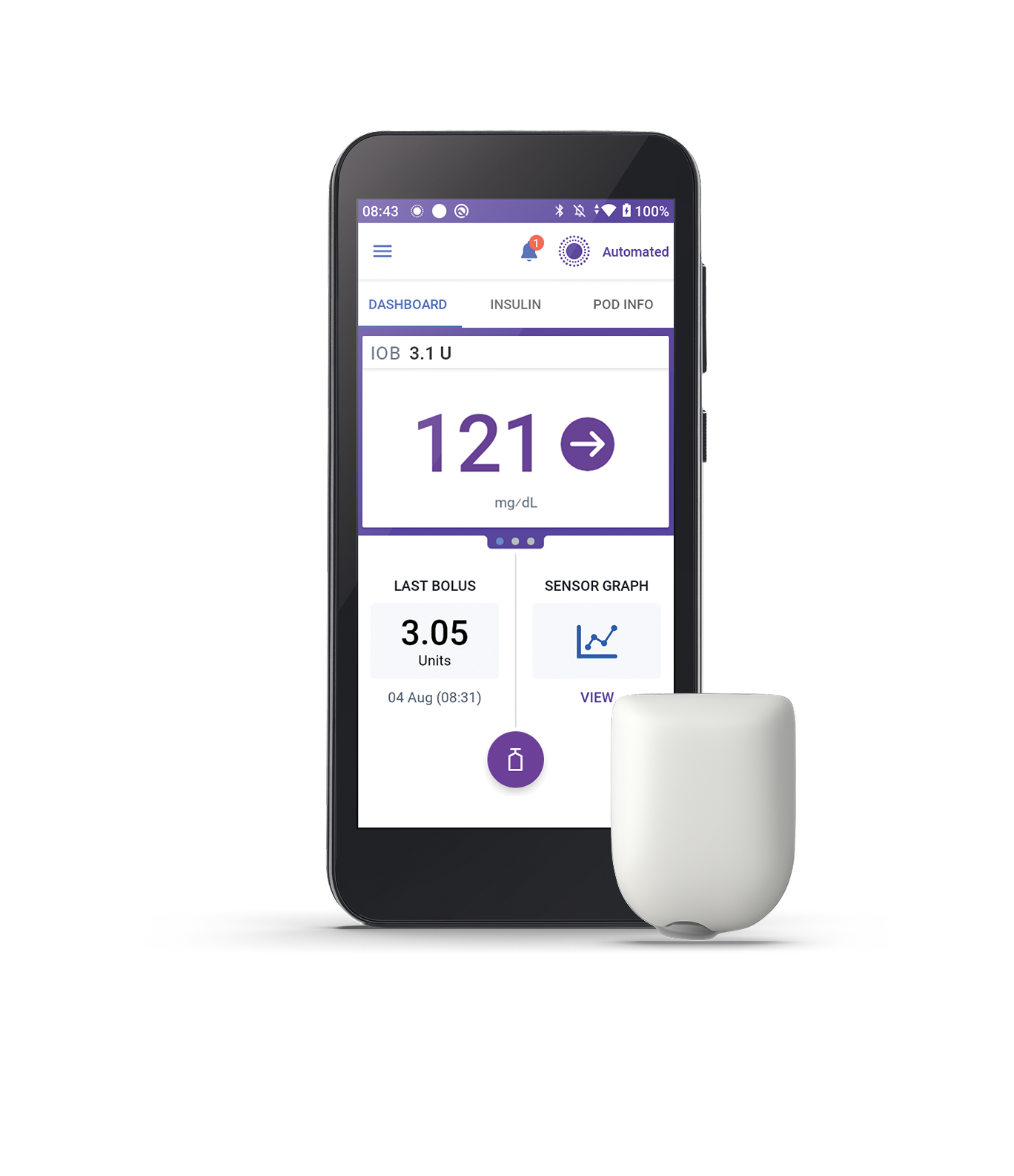 Omnipod 5 Contoller with Pod NoAdhesive