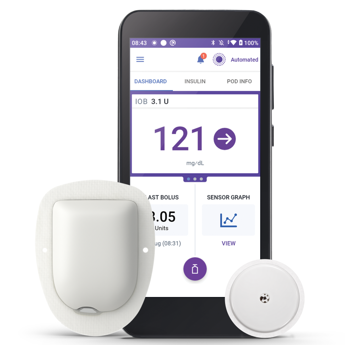 Omnipod 5 with controller and FreeStyle Libre 2 PLUS sensor