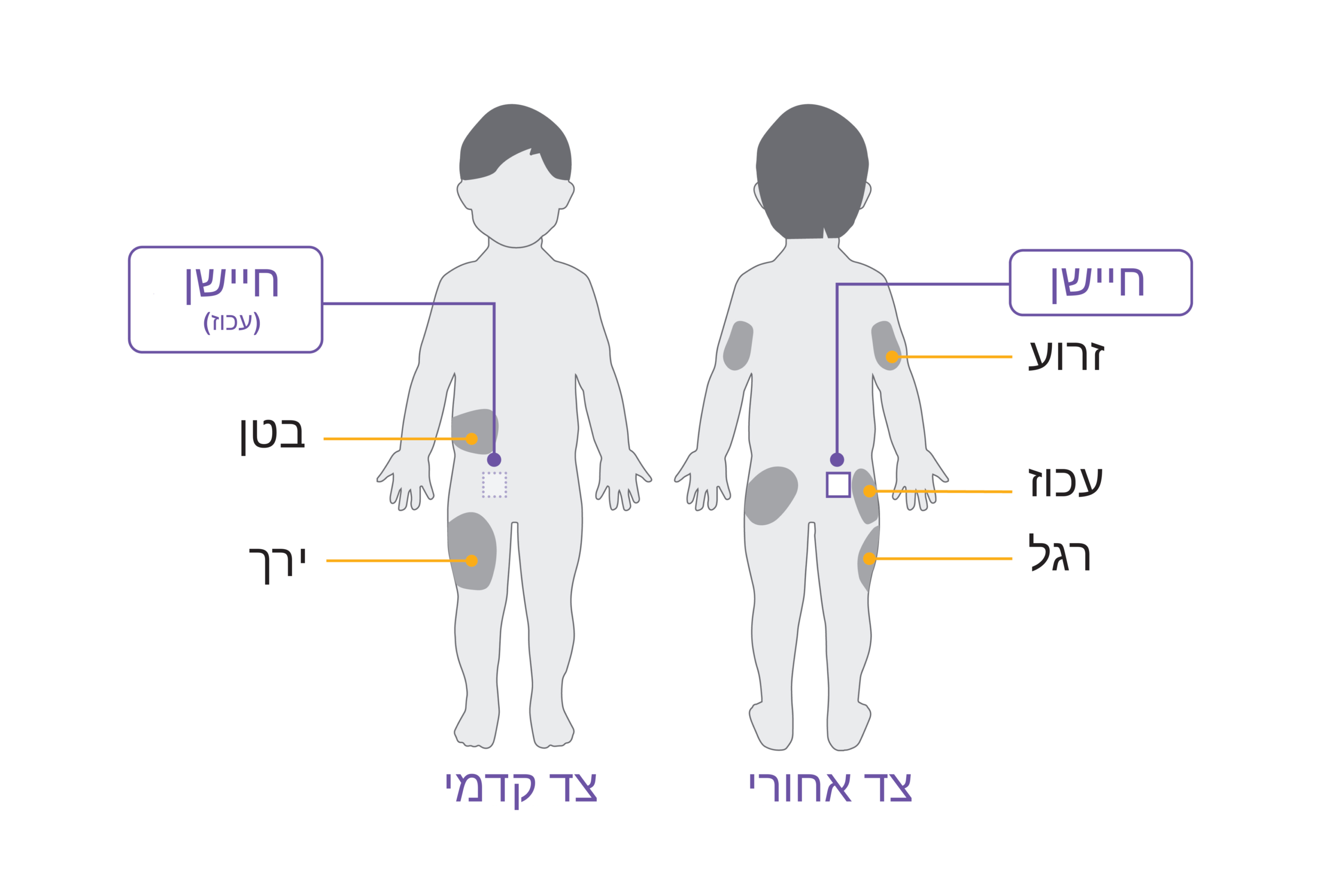 Pod placement diagram CHILD BUTTOCK